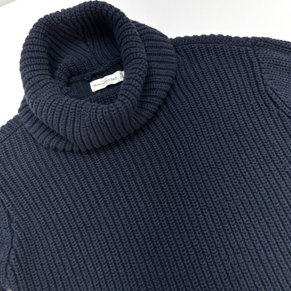 Abercrombie Fitch Cowl Neck Cotton Blend Sweater Adult XS Navy Blue